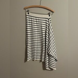 Club Monaco Black and White Striped A-symmetrical Skirt Size Medium